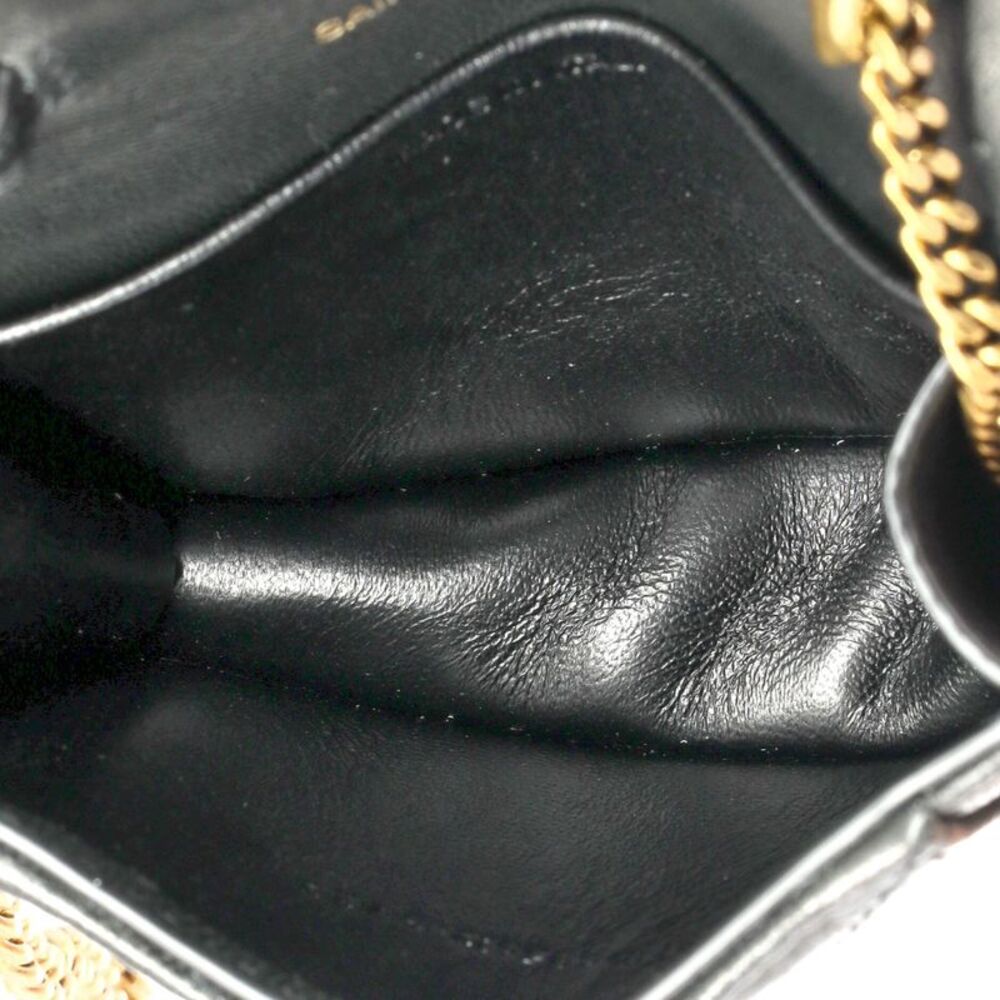 Saint Laurent Gaby Envelope Chain Crossbody Bag Quilted Leather Micro Black - Picture 10 of 13